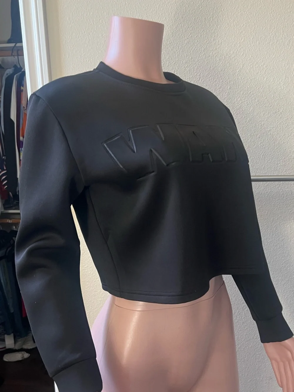 A. WANG Black Embossed Logo Cropped Sweatshirt. Size M. - Picture 5 of 7